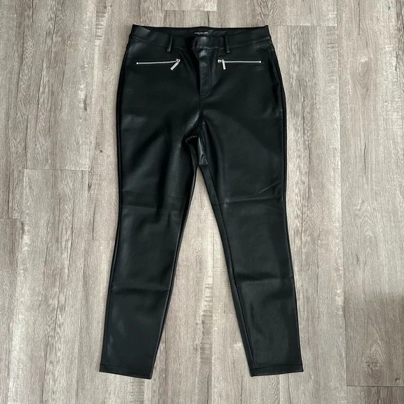 NWT Marc New York Fleece Lined High Waisted Faux Leather Pants Black Size M - Picture 2 of 10